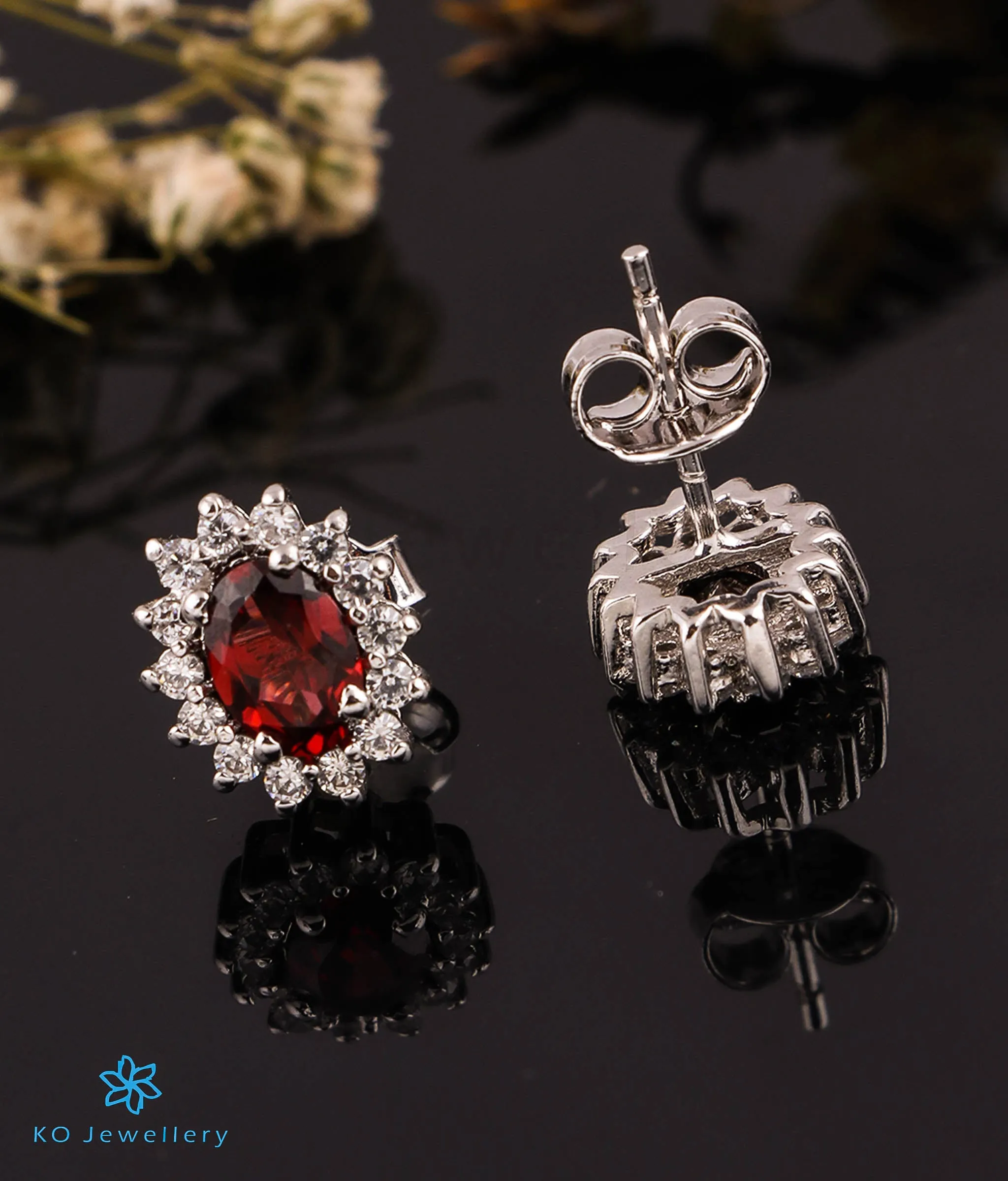 The Garnet Sparkle Silver Earrings