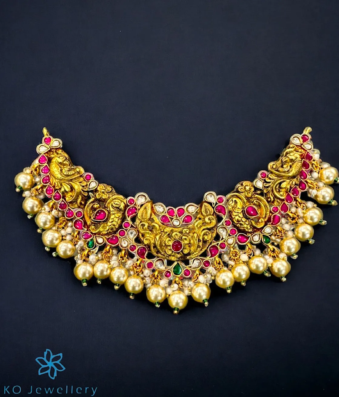 The Trisha Silver Kundan-Jadau Peacock Necklace