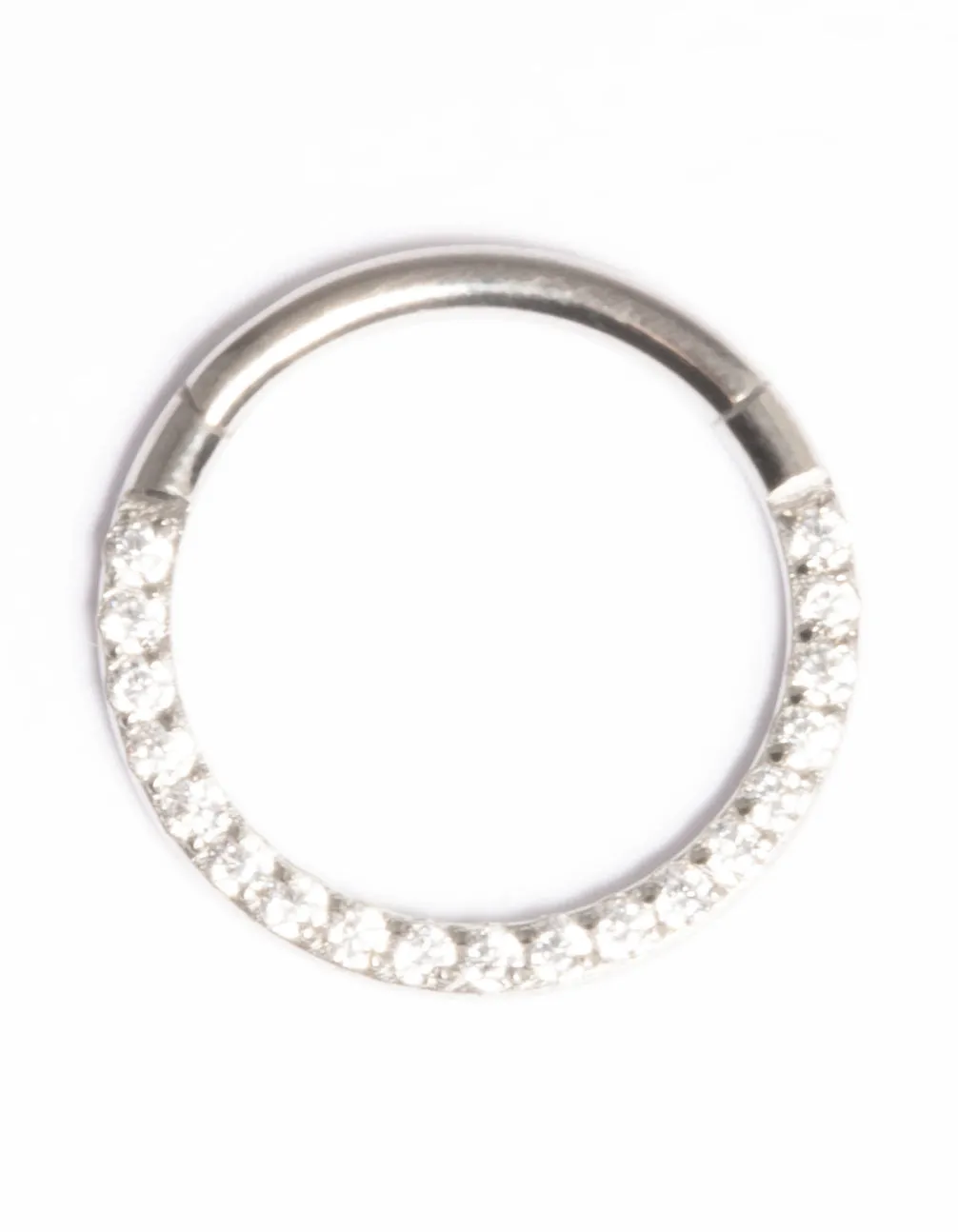 Titanium Cubic Zirconia 10mm Clicker Ring