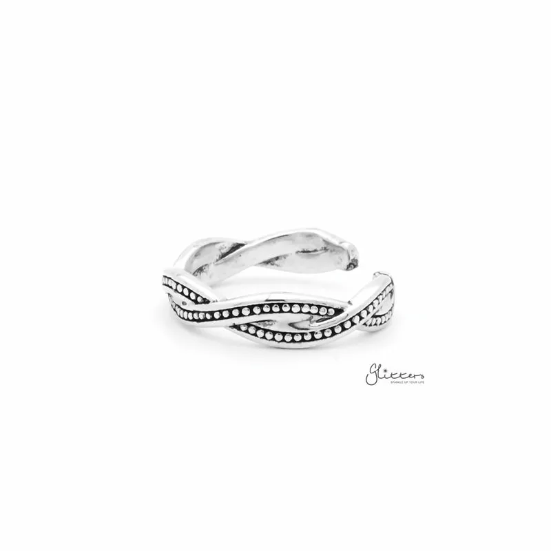 Twisted Rope Toe Ring - Anti Silver