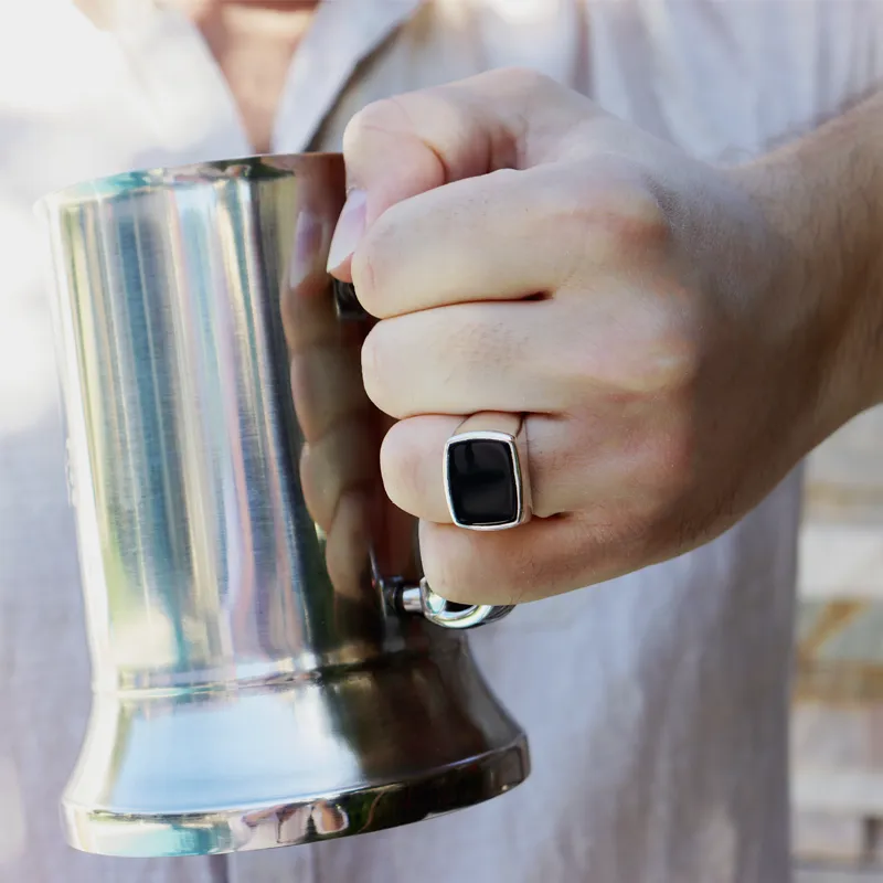 Unisex Black Onyx Gemstone Ring