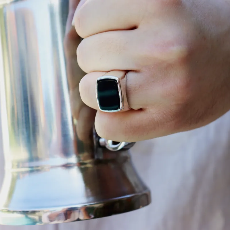 Unisex Black Onyx Gemstone Ring