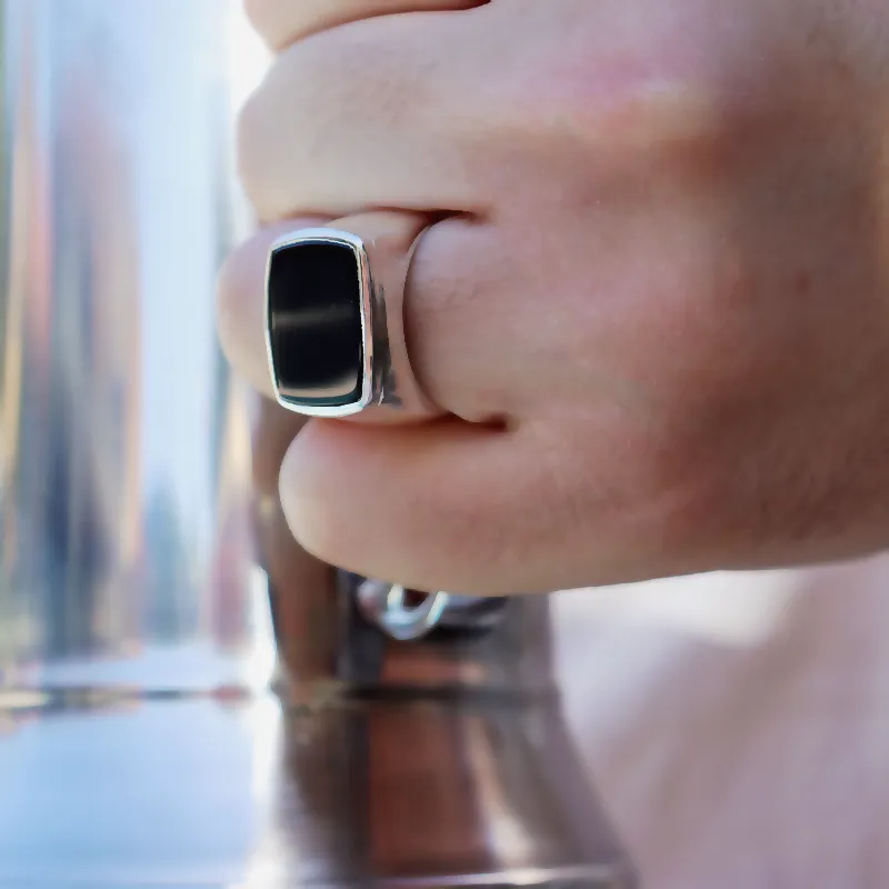 Unisex Black Onyx Gemstone Ring