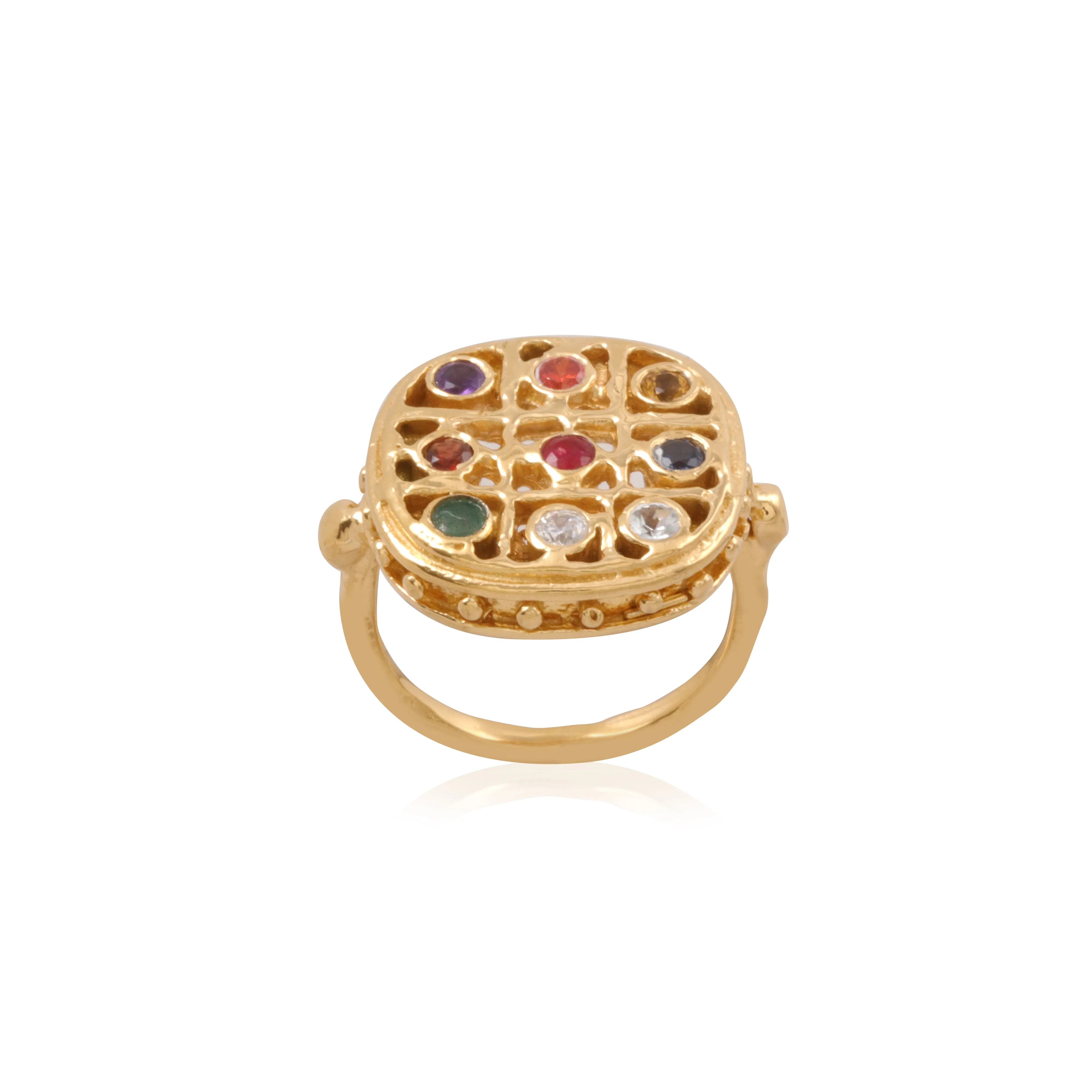 Vama | Adah Ring | Metal-Sterling Silver | Stone-Amethyst, Blue Topaz, Citrine, Emerald, Garnet, Orange Zircon, Ruby, Sapphire, White Zircon | Finish-Shiny