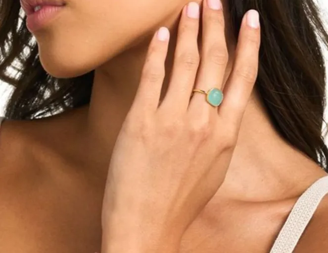 Vama | Calista Ring | Metal-Sterling Silver | Stone-Aqua Chalcedony | Finish-Shiny