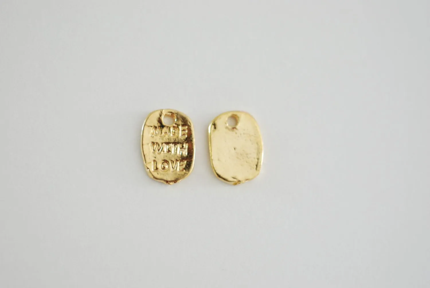 Vermeil Gold Wholesale MADE WITH LOVE Charm - small made with love handmade charm, embossed made with love, Vermeil Charms Findings