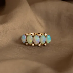 Victorian 14K Gold Opal Diamond Ring