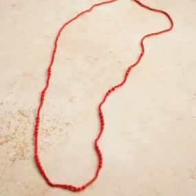 Vintage Beaded Long Necklace - Red