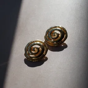 Vintage Swirl Clip-On Earrings - Gold