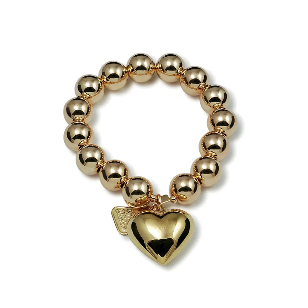 Von Treskow YELLOW GOLD STRETCHY BRACELET WITH PUFFY HEART