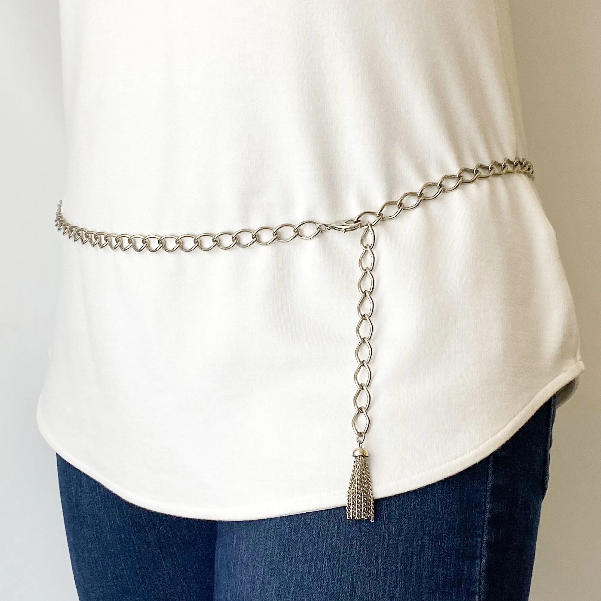 WHELAN silver curb chain belt