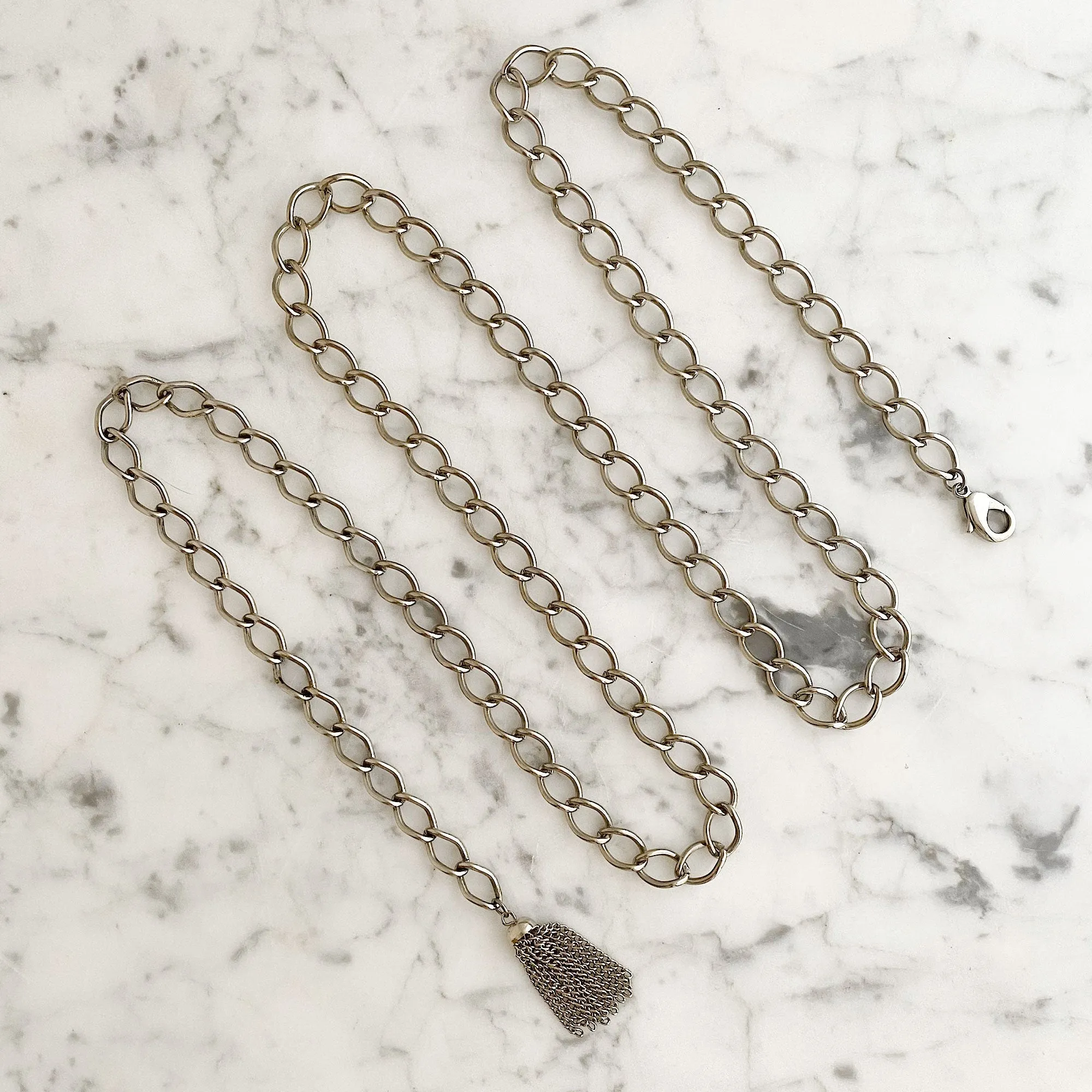 WHELAN silver curb chain belt