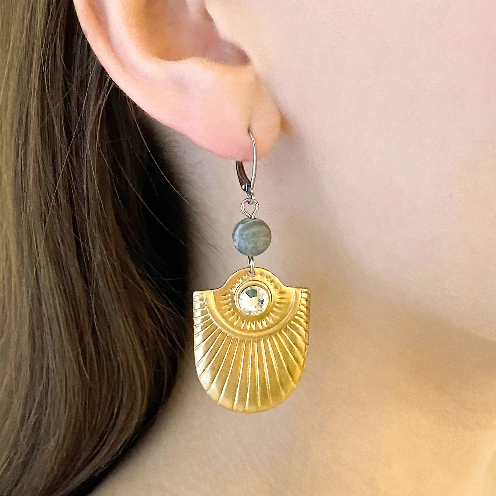 WILLOW Art Deco shield earrings