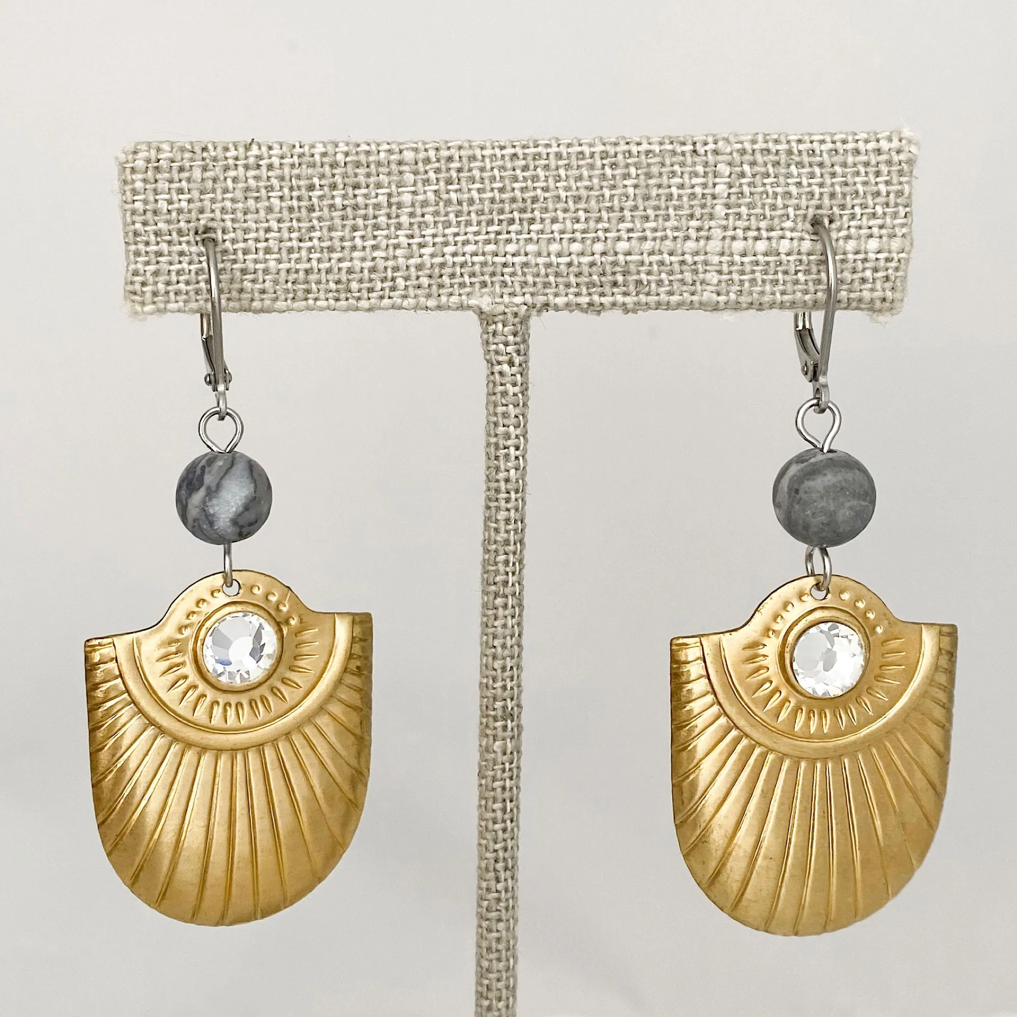 WILLOW Art Deco shield earrings