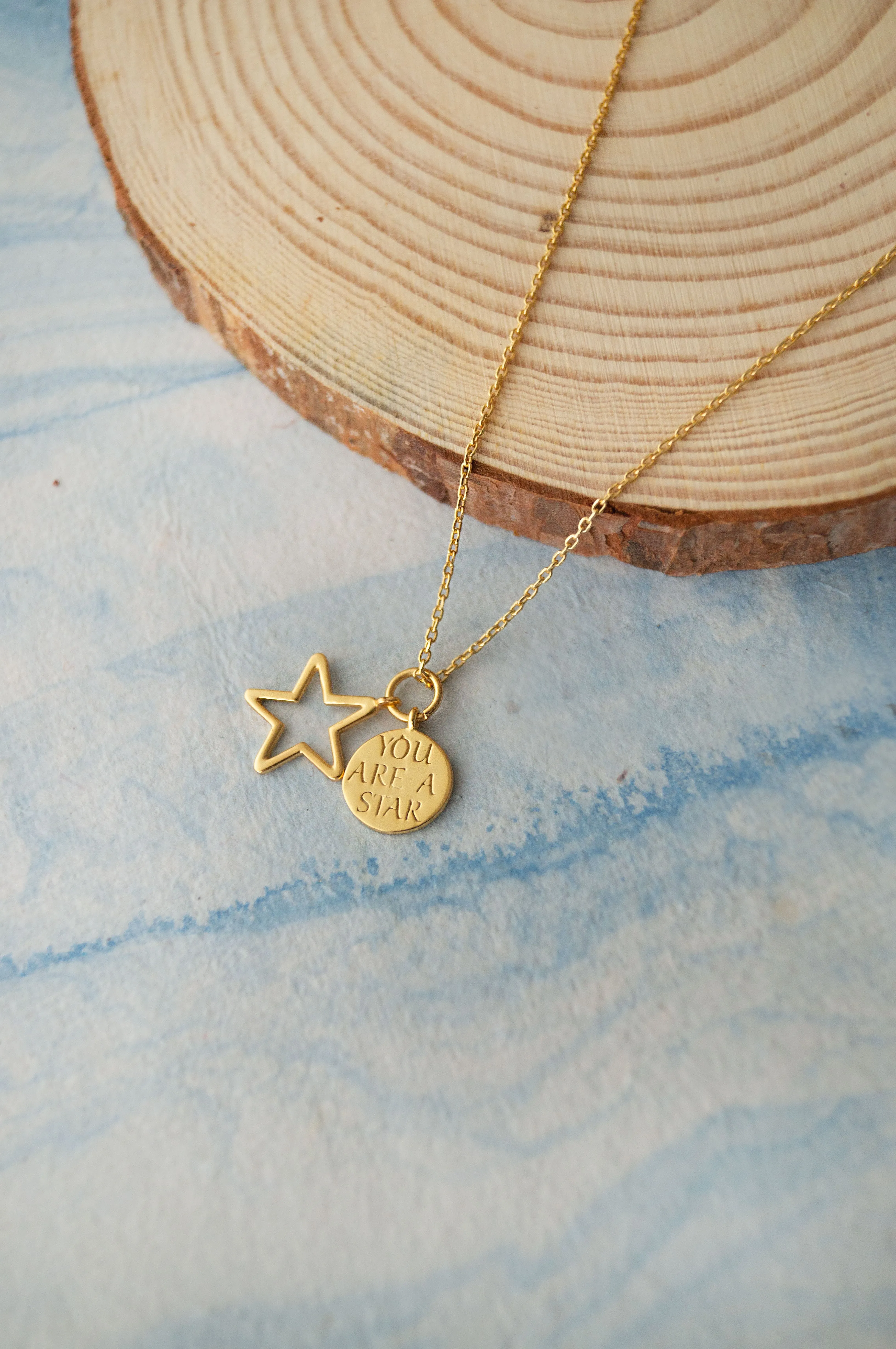 You are A Star Gold Plated Sterling Silver Charm Pendant With Chain