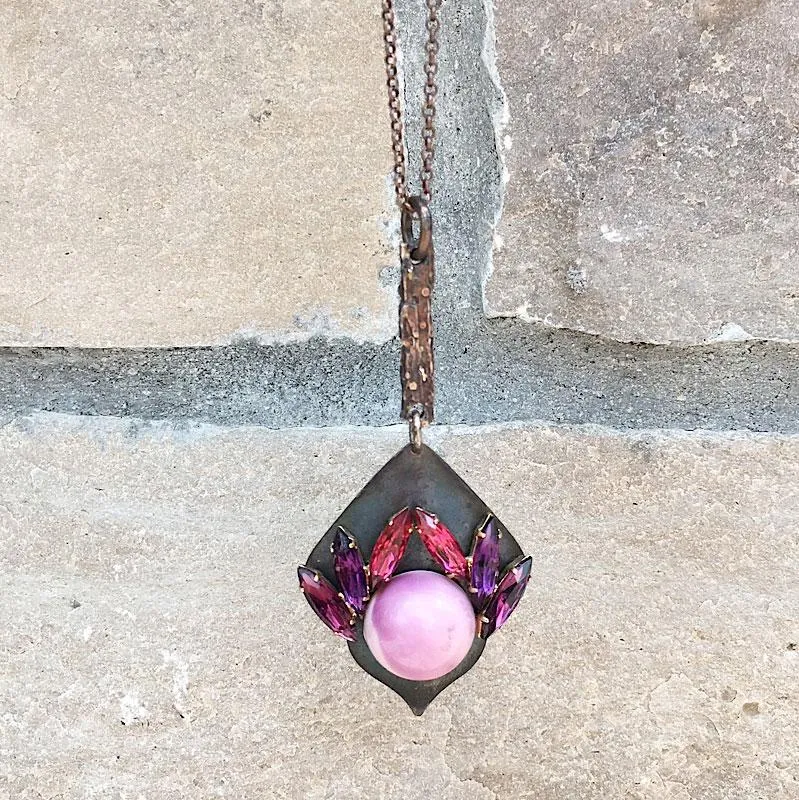 ZANDER pink purple pendant necklace