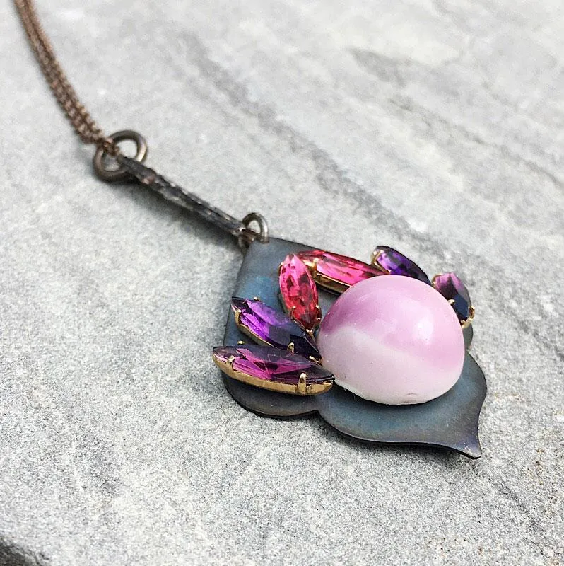 ZANDER pink purple pendant necklace