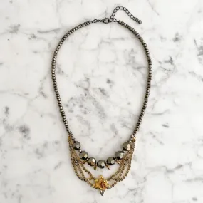 ZAYDEN hematite and gold necklace