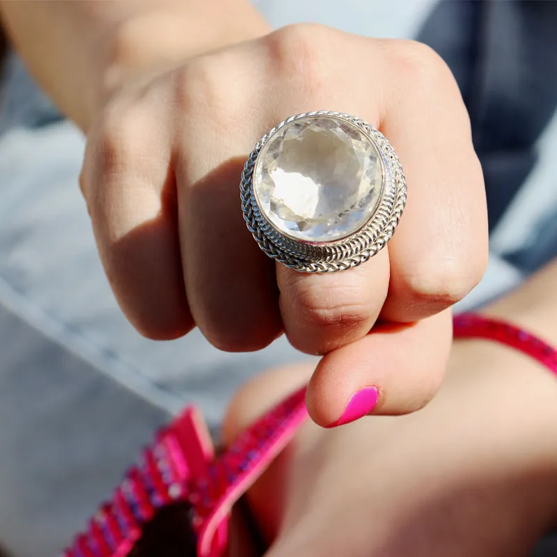 Ziva Clear Quartz Statement Ring