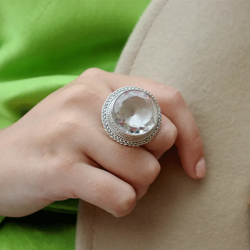 Ziva Clear Quartz Statement Ring