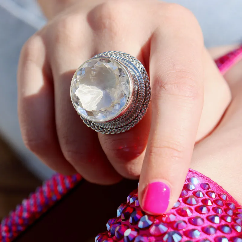 Ziva Clear Quartz Statement Ring