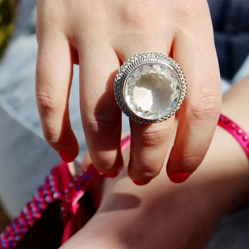 Ziva Clear Quartz Statement Ring