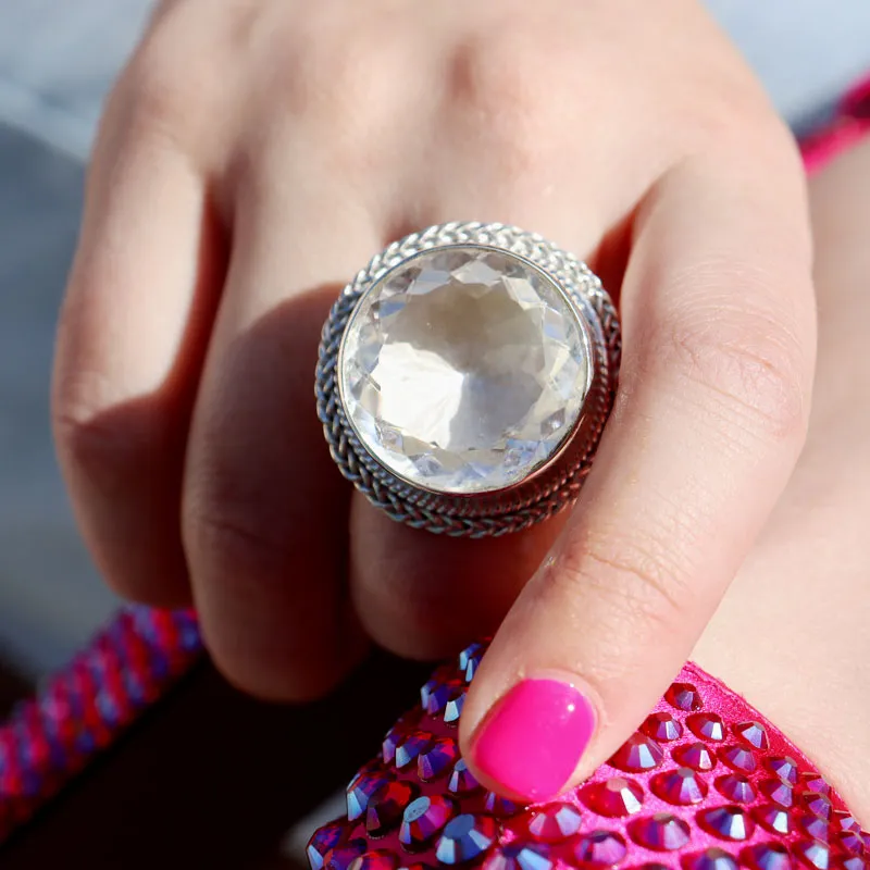 Ziva Clear Quartz Statement Ring