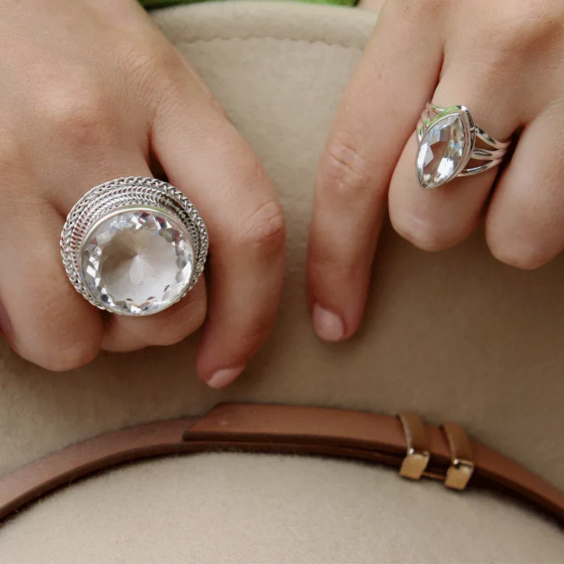 Ziva Clear Quartz Statement Ring